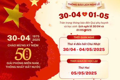 THÔNG BÁO LỊCH NGHỈ LỄ 30-4 VÀ 1-5 – 2025